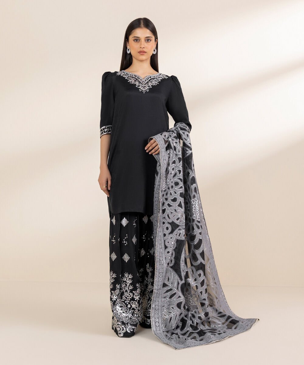 Sapphire 3 Piece Custom Stitched Suit - Black - LB30212