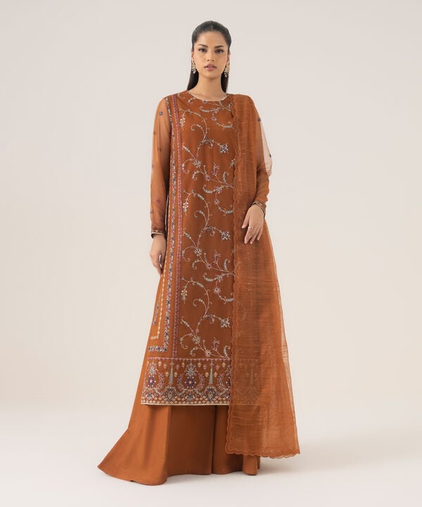 Sapphire 3 Piece Custom Stitched Suit - Brown - LB30800