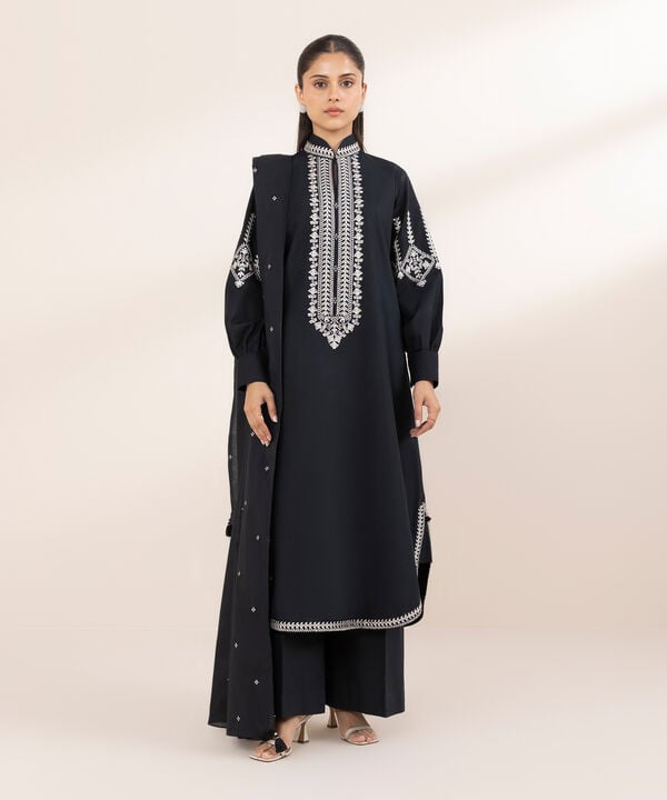 Sapphire 3 Piece Custom Stitched Suit - Black - LB30571