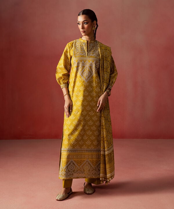 Sapphire 3 Piece Custom Stitched Suit - Yellow - LB30603