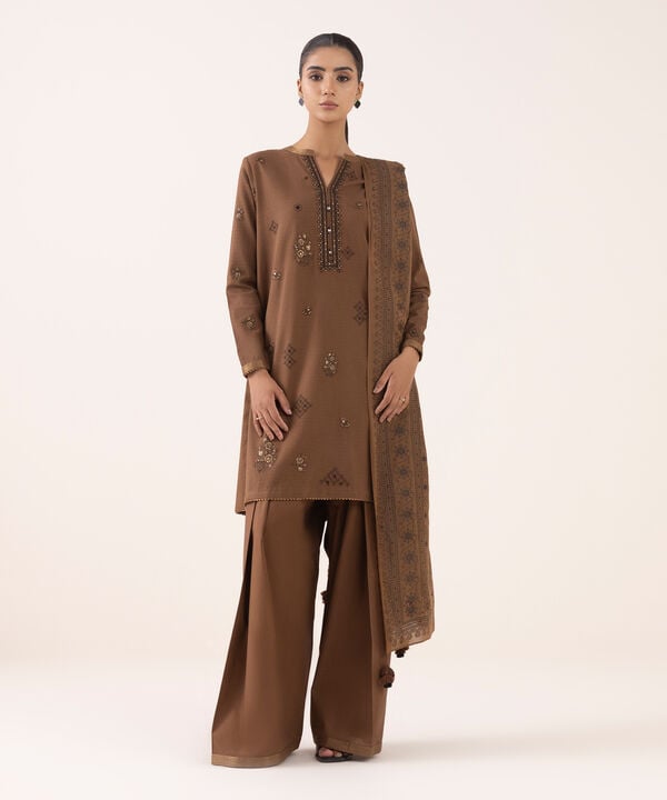 Sapphire 3 Piece Custom Stitched Suit - Brown - LB30716