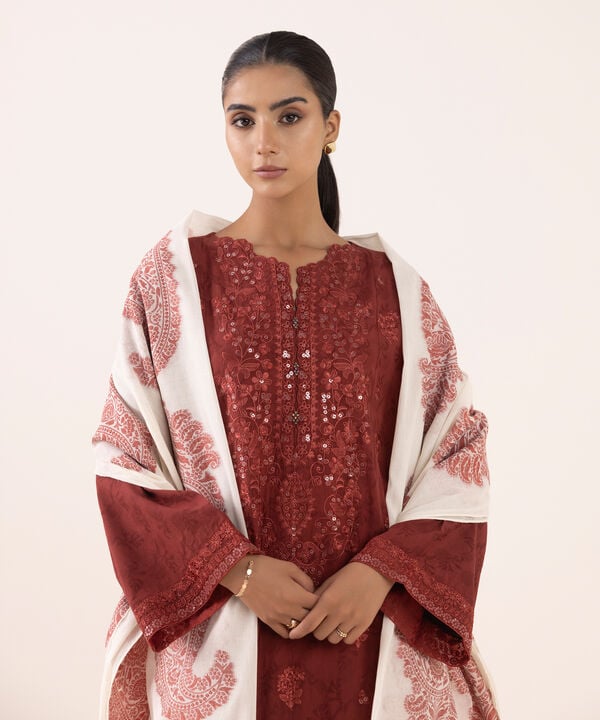 Sapphire 3 Piece Custom Stitched Suit - Maroon - LB30859