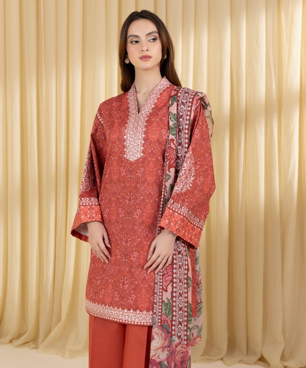 Sapphire 3 Piece Custom Stitched Suit - Rust - LB30156