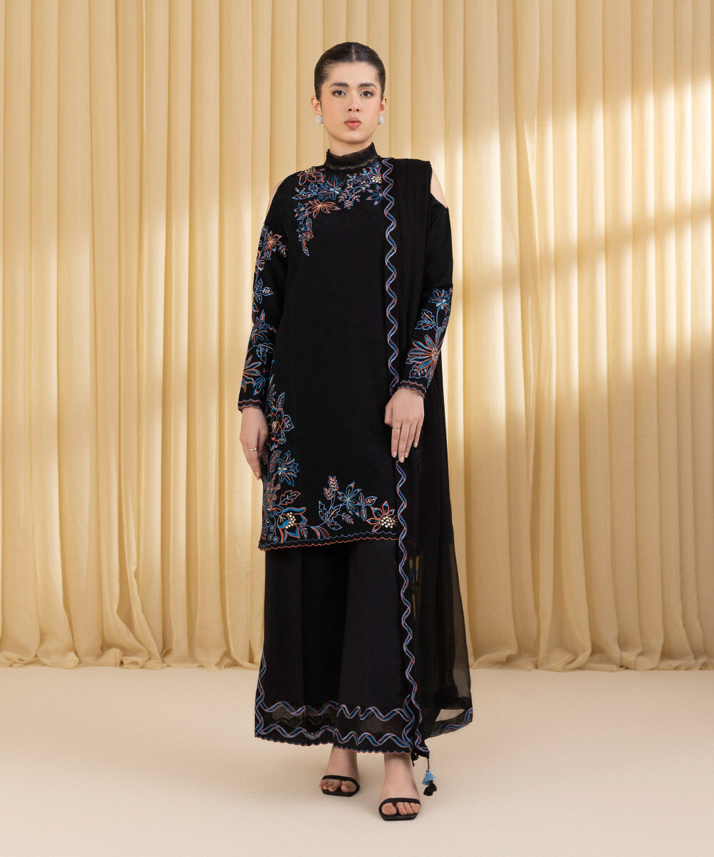 Sapphire 3 Piece Custom Stitched Suit - Black - LB30189