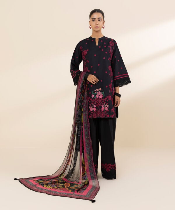 Sapphire 3 Piece Custom Stitched Suit - Black - LB30636
