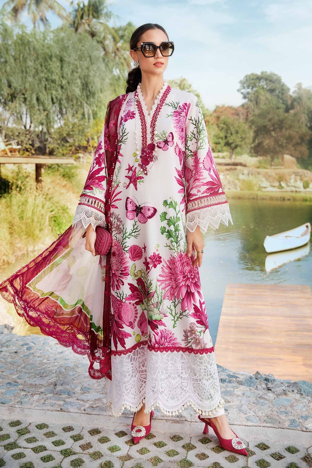 Maria.B 3 Piece Custom Stitched Suit - Pink - LB29430