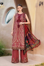 Maria.B 3 Piece Custom Stitched Suit - Maroon - LB29453