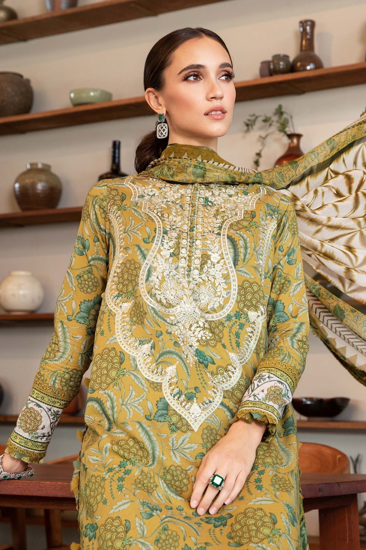 Maria.B 3 Piece Custom Stitched Suit - Green - LB29439