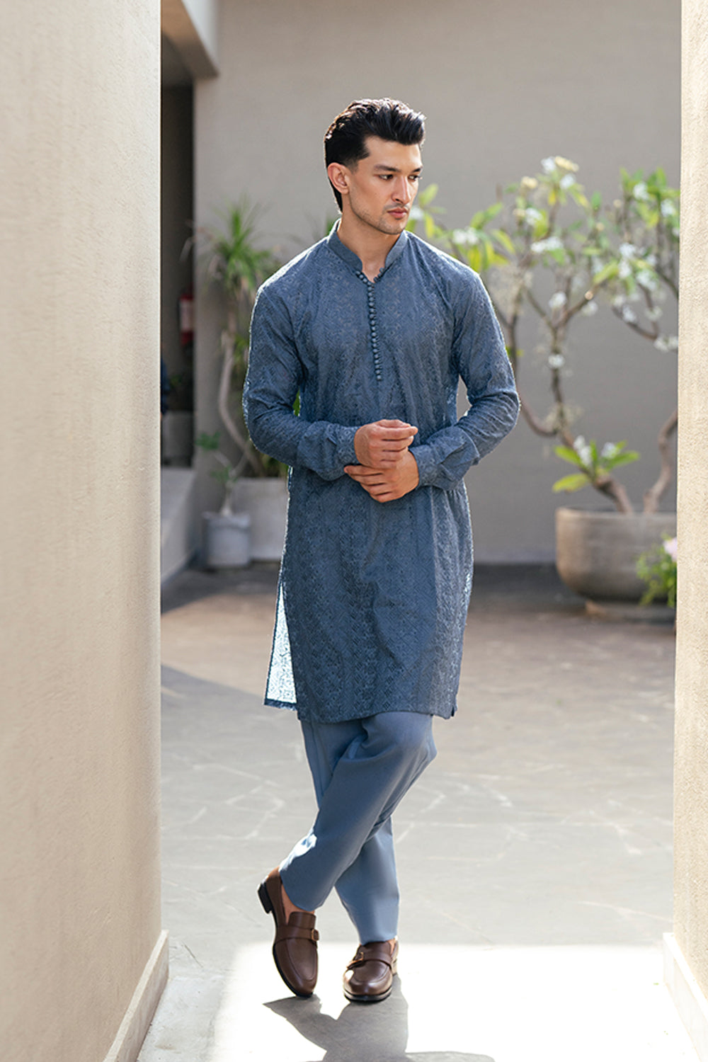 Azure Men 2 Piece Pret Suit - Gray - LB30437