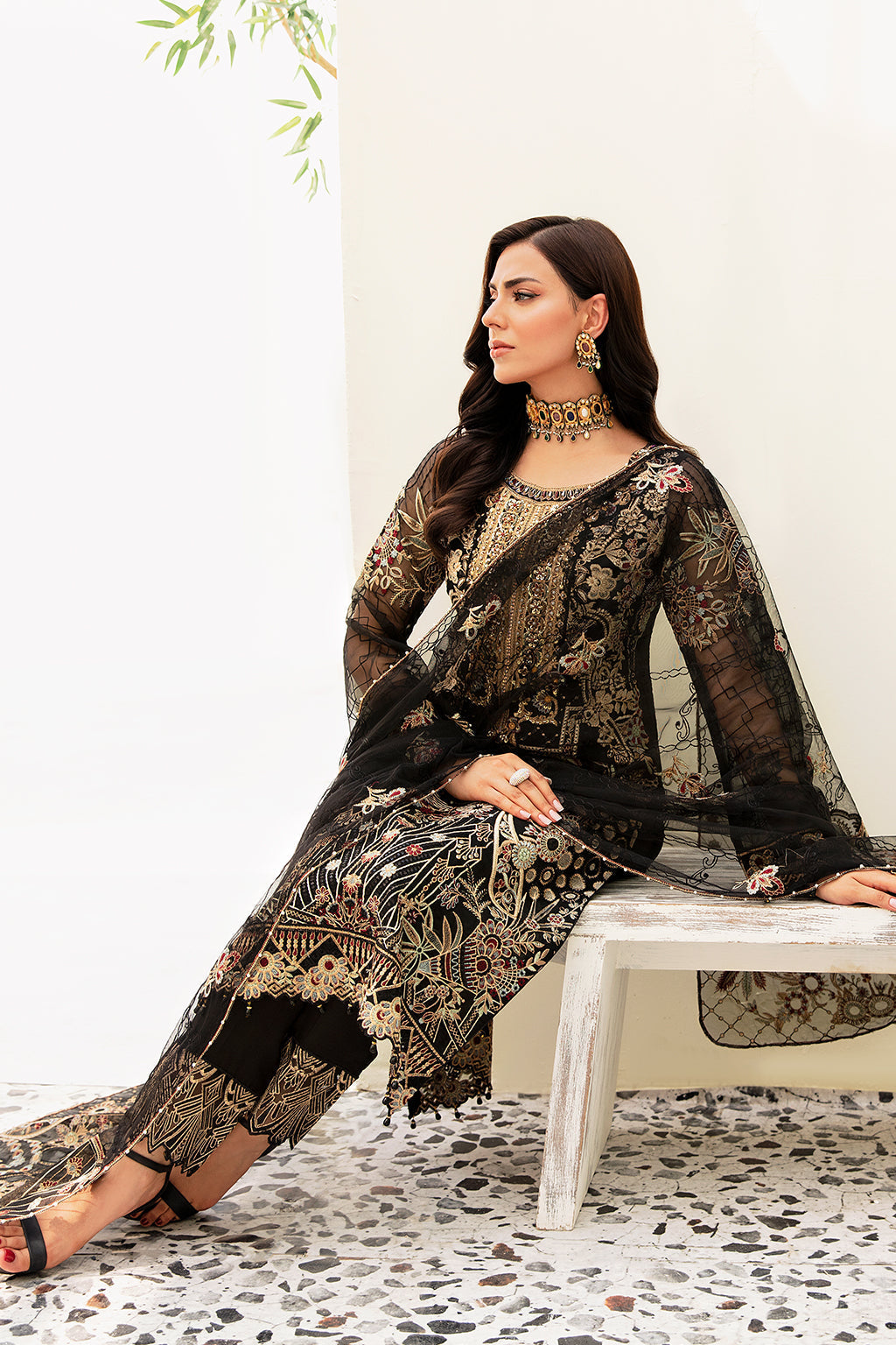 Ramsha 3 Piece Custom Stitched Suit - Black - LB285234