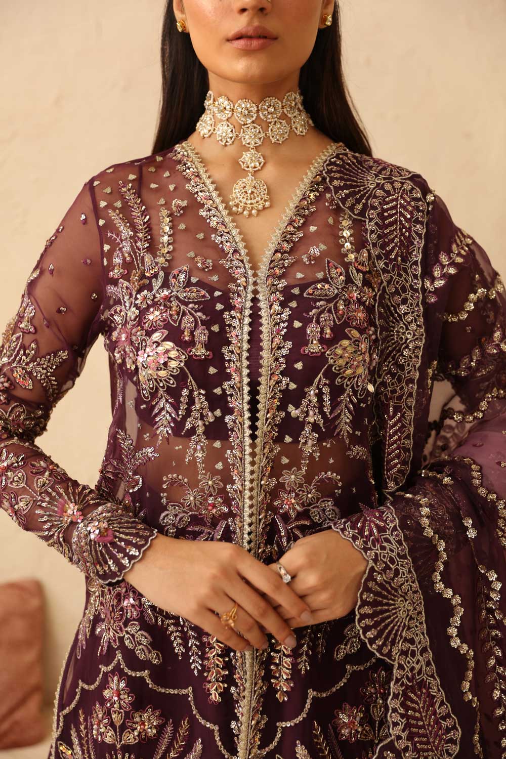 Akbar Aslam 3 Piece Custom Stitched Suit - Purple - LB29913
