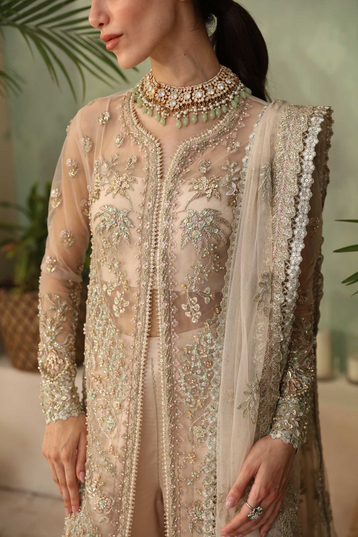 Akbar Aslam 3 Piece Custom Stitched Suit - Beige - LB29910