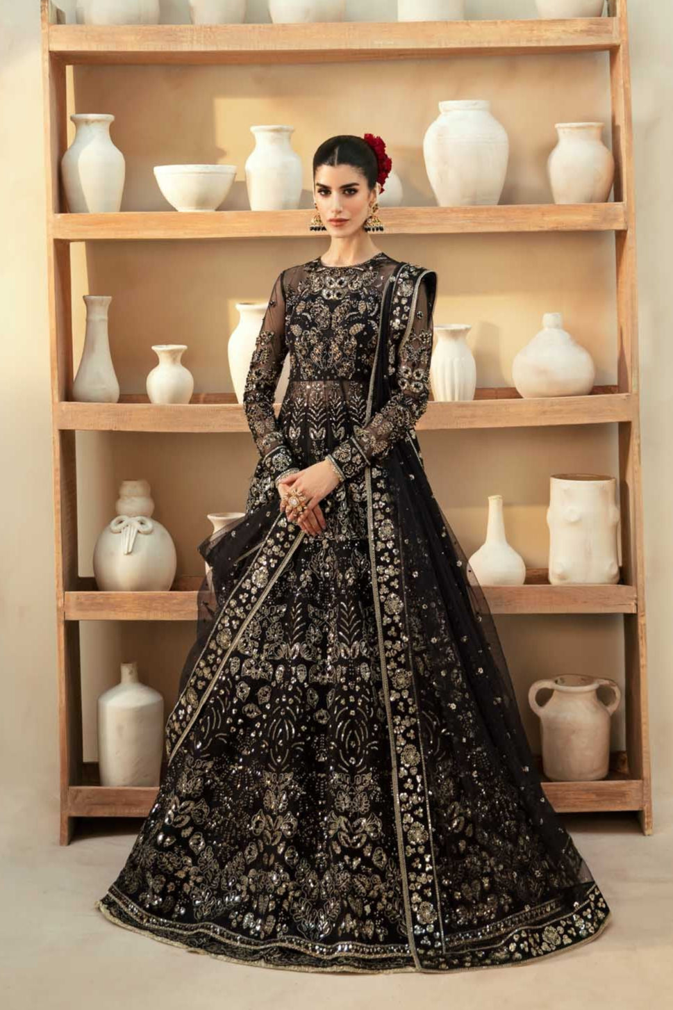 Akbar Aslam 3 Piece Custom Stitched Suit - Black - LB29908