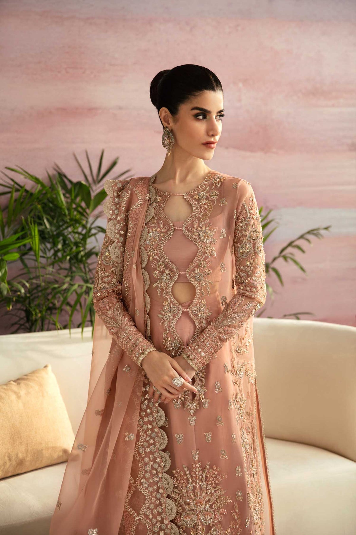 Akbar Aslam 3 Piece Custom Stitched Suit - Pink - LB29912