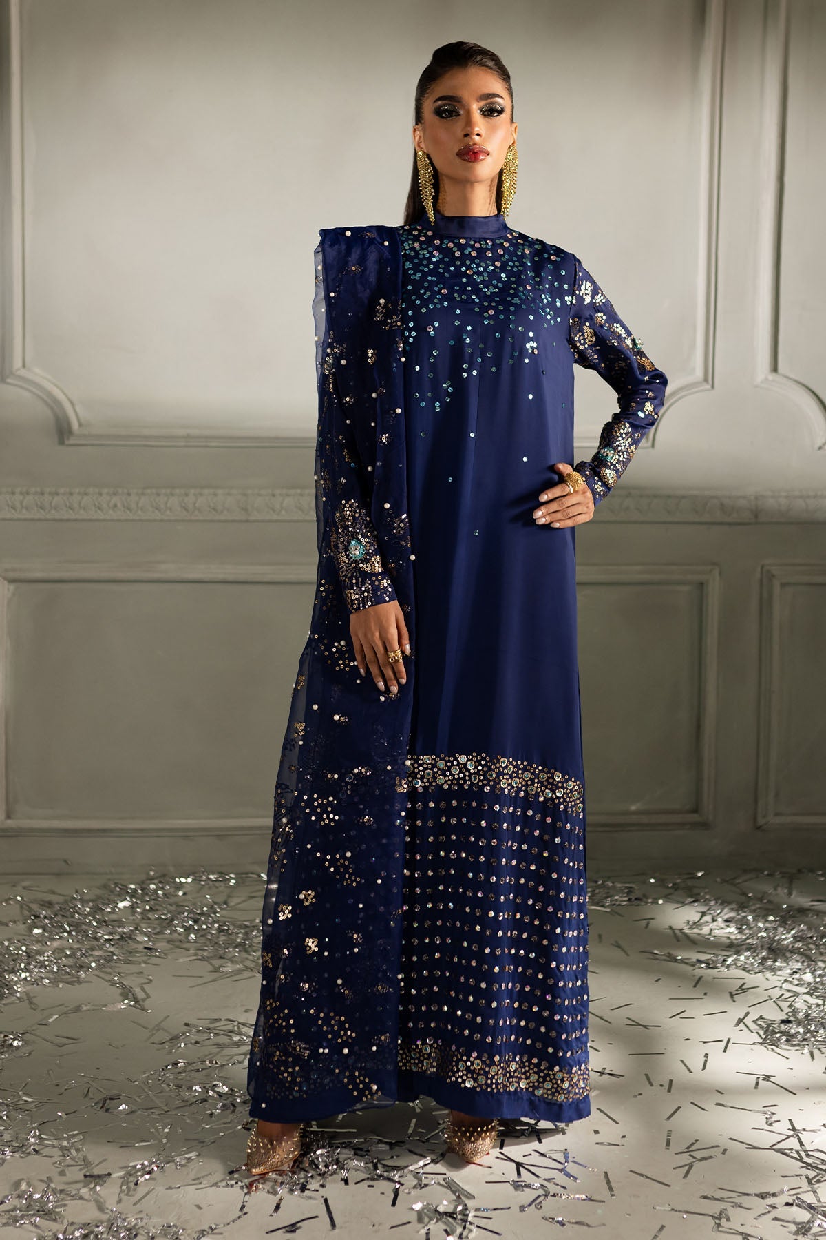 Nureh 3 Piece Pret Suit - Blue - LB30039
