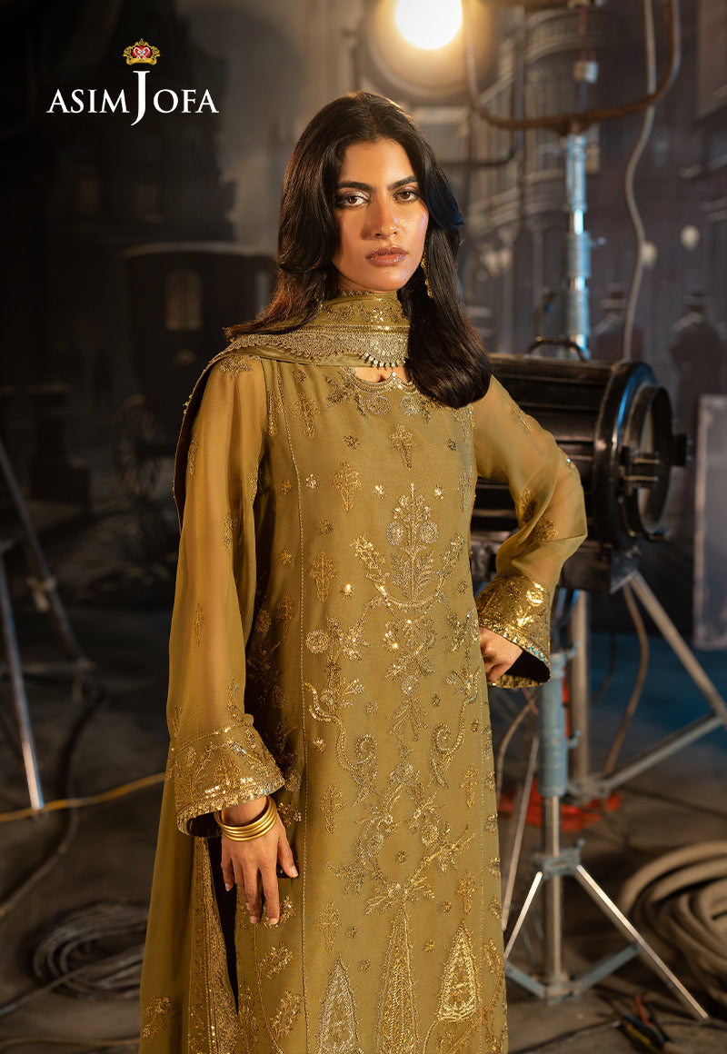Asim Jofa 3 Piece Custom Stitched Suit - Green - LB29837