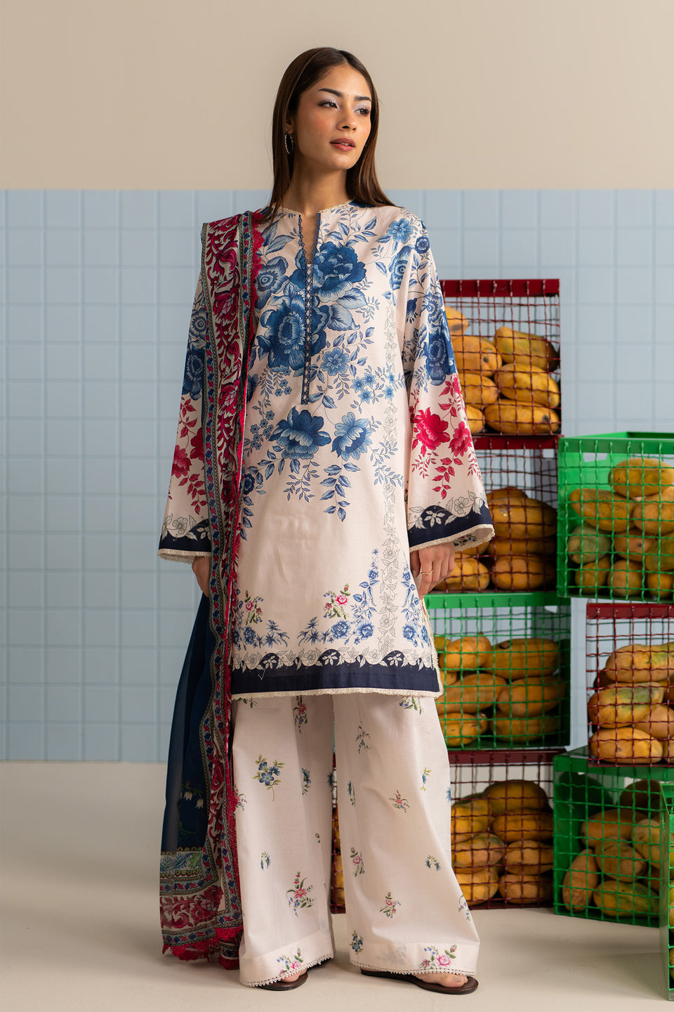 Zara Shahjahan 3 Piece Custom Stitched Suit - Off White - LB30586