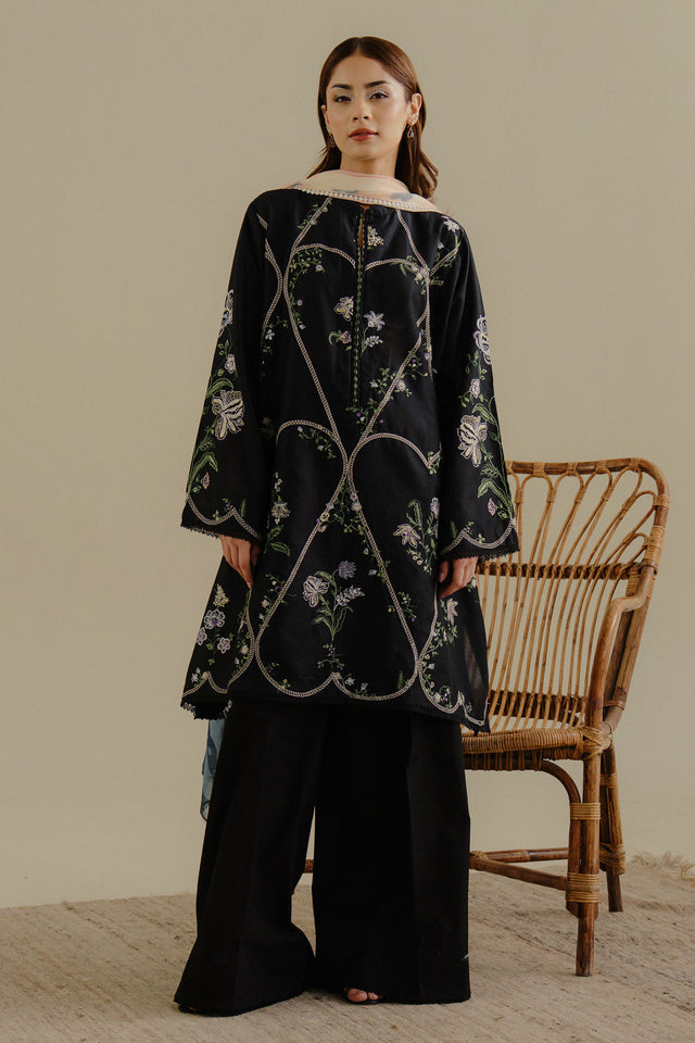 Zara Shahjahan 3 Piece Custom Stitched Suit - Black - LB30225