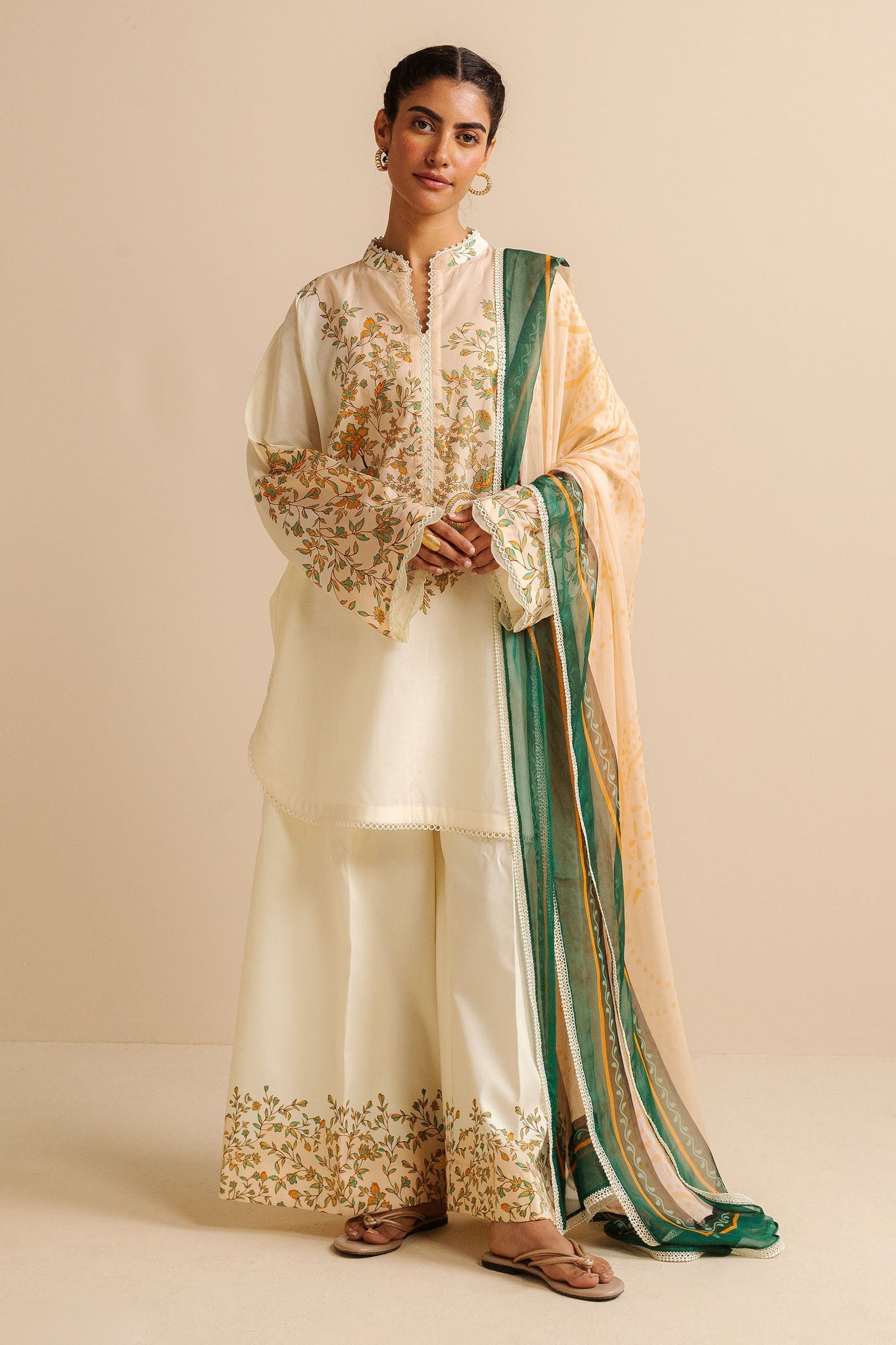 Zara Shahjahan 3 Piece Custom Stitched Suit - Off-White - LB30251