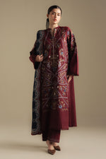 Zara Shahjahan 3 Piece Custom Stitched Suit - Maroon - LB30991