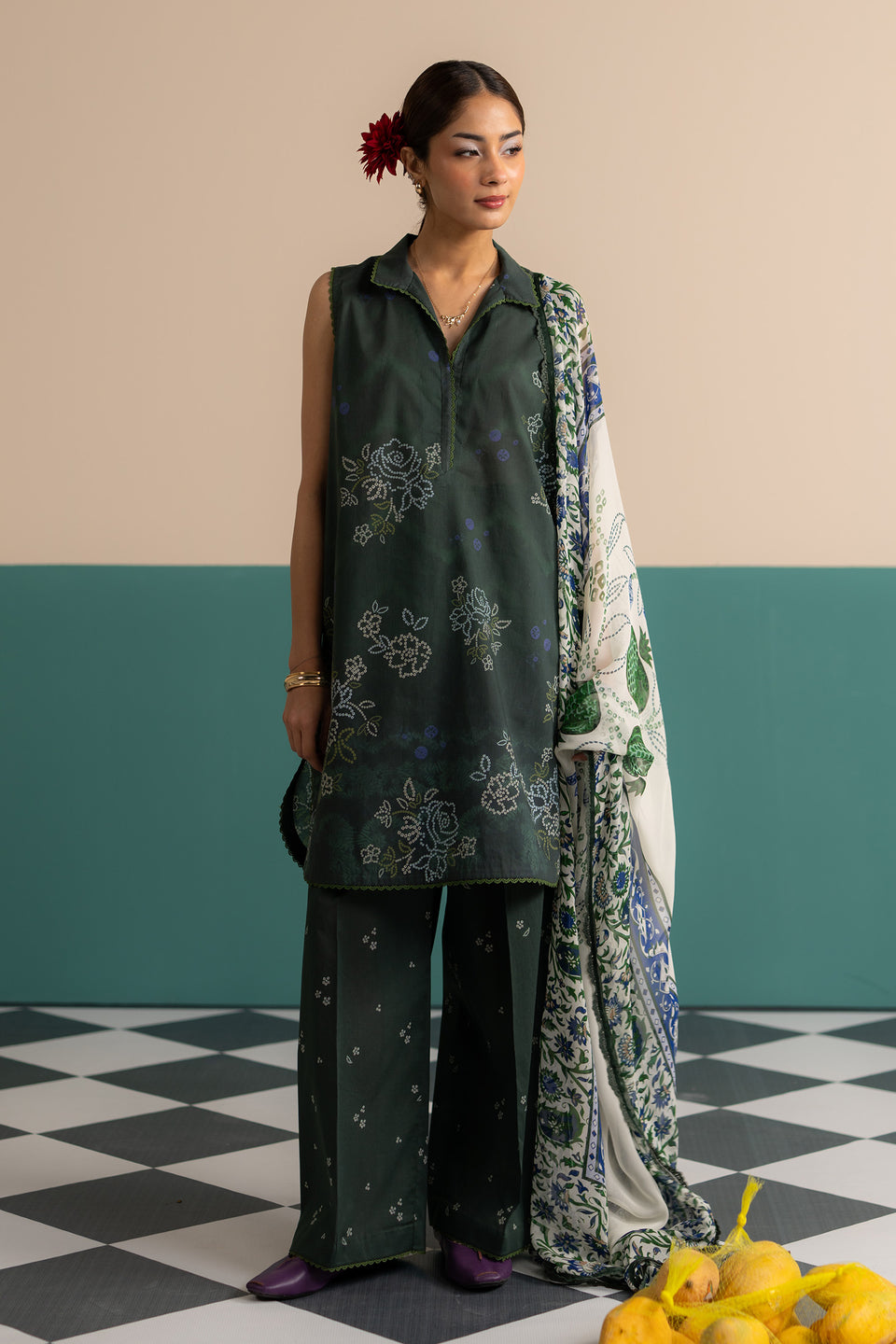 Zara Shahjahan 3 Piece Custom Stitched Suit - Green - LB30592