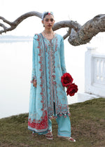 Hussain Rehar 3 Piece Custom Stitched Suit - Blue - LB31478