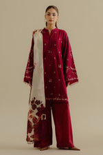 Zara Shahjahan 3 Piece Custom Stitched Suit - Red - LB30224