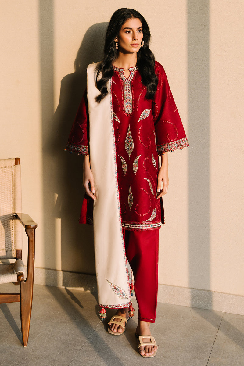 Jazmin 3 Piece Custom Stitched Suit - Red - LB30023