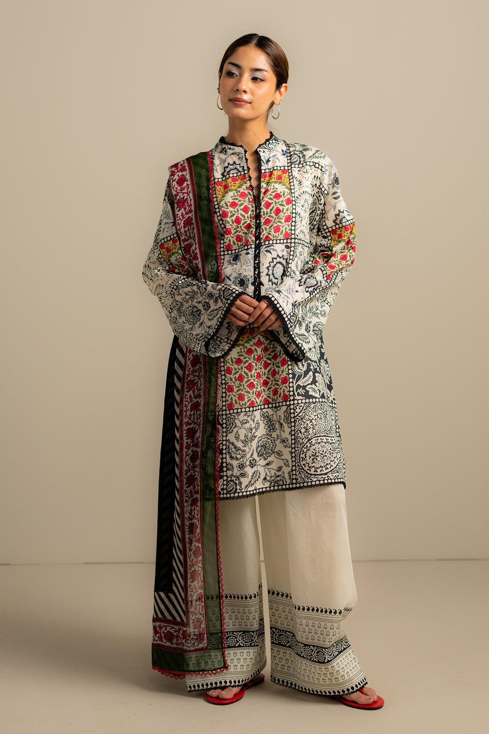 Zara Shahjahan 3 Piece Custom Stitched Suit - Off White - LB30590