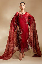 Nureh 3 Piece Pret Suit - Red - LB30032