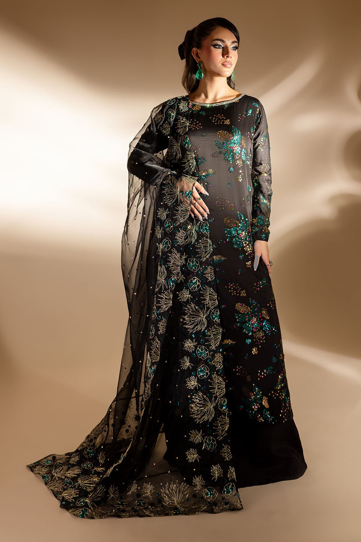 Nureh 3 Piece Pret Suit - Black - LB30044