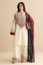 Zara Shahjahan 3 Piece Custom Stitched Suit - Off-White - LB30250