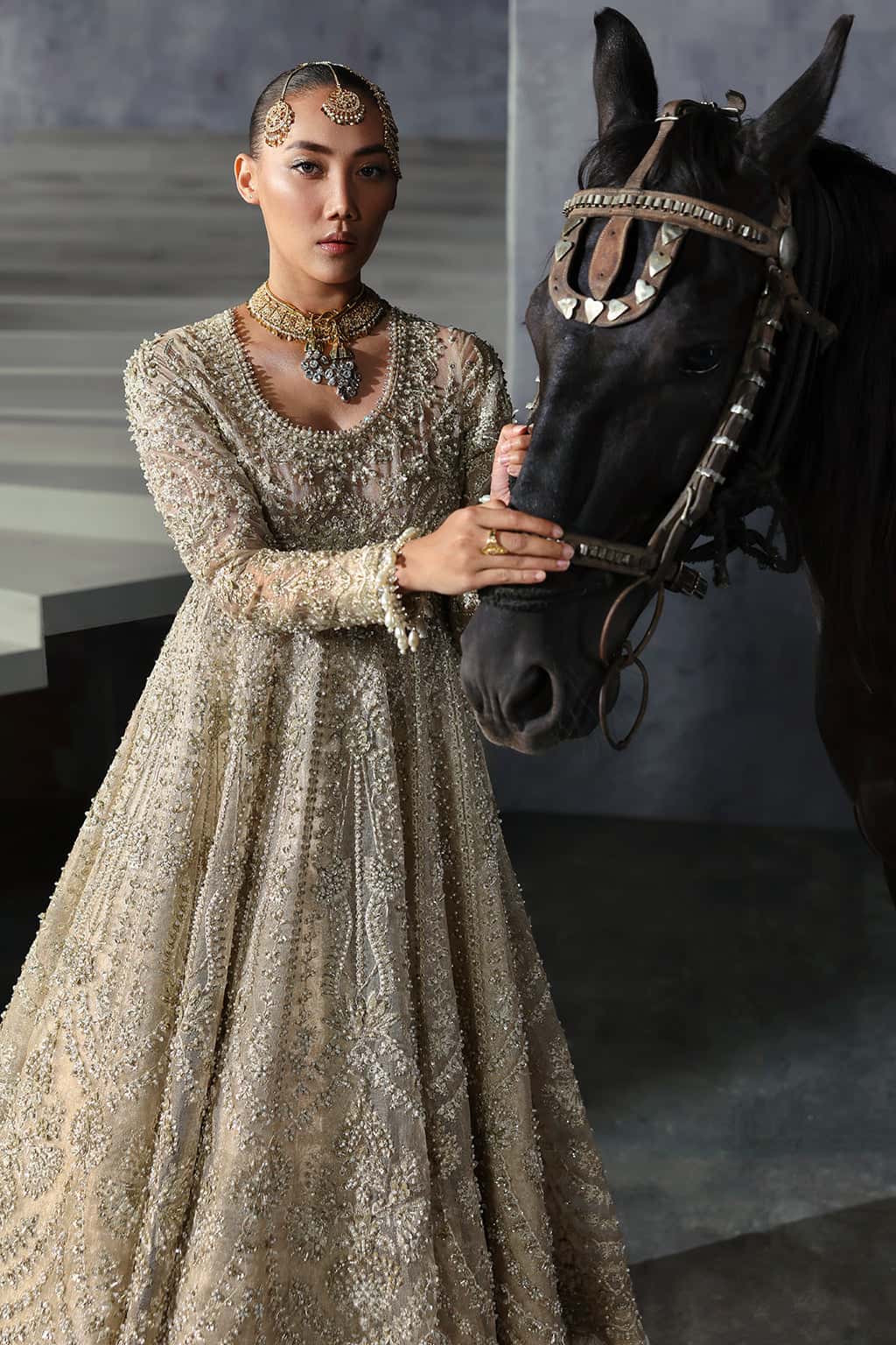 Afrozeh 3 Piece Custom Stitched Suit - Beige - LB30607