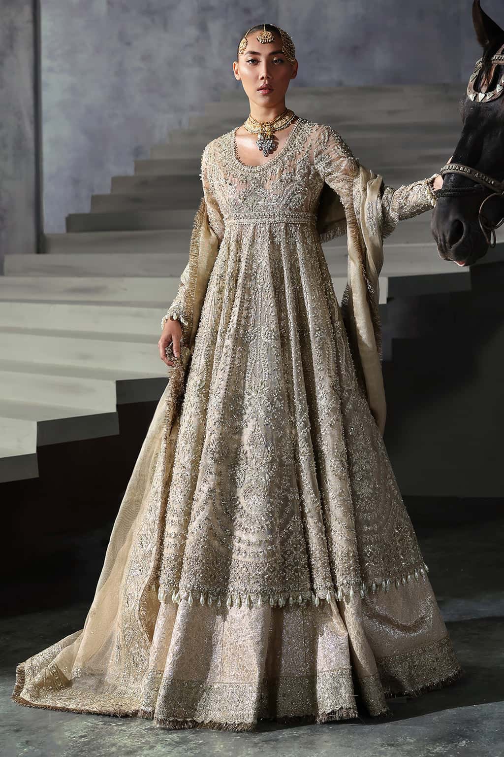 Afrozeh 3 Piece Custom Stitched Suit - Beige - LB30607