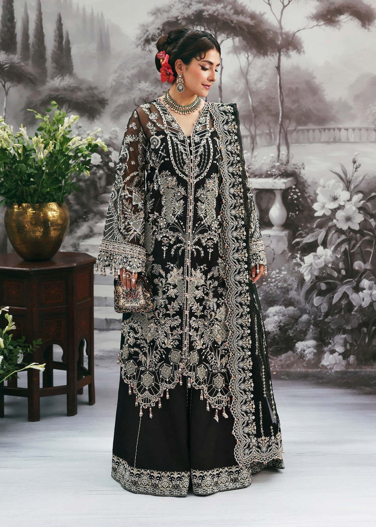 Kanwal Malik 3 Piece Custom Stitched Suit - Black - LB30945