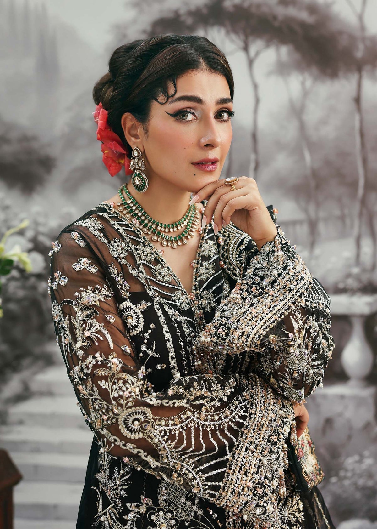 Kanwal Malik 3 Piece Custom Stitched Suit - Black - LB30945