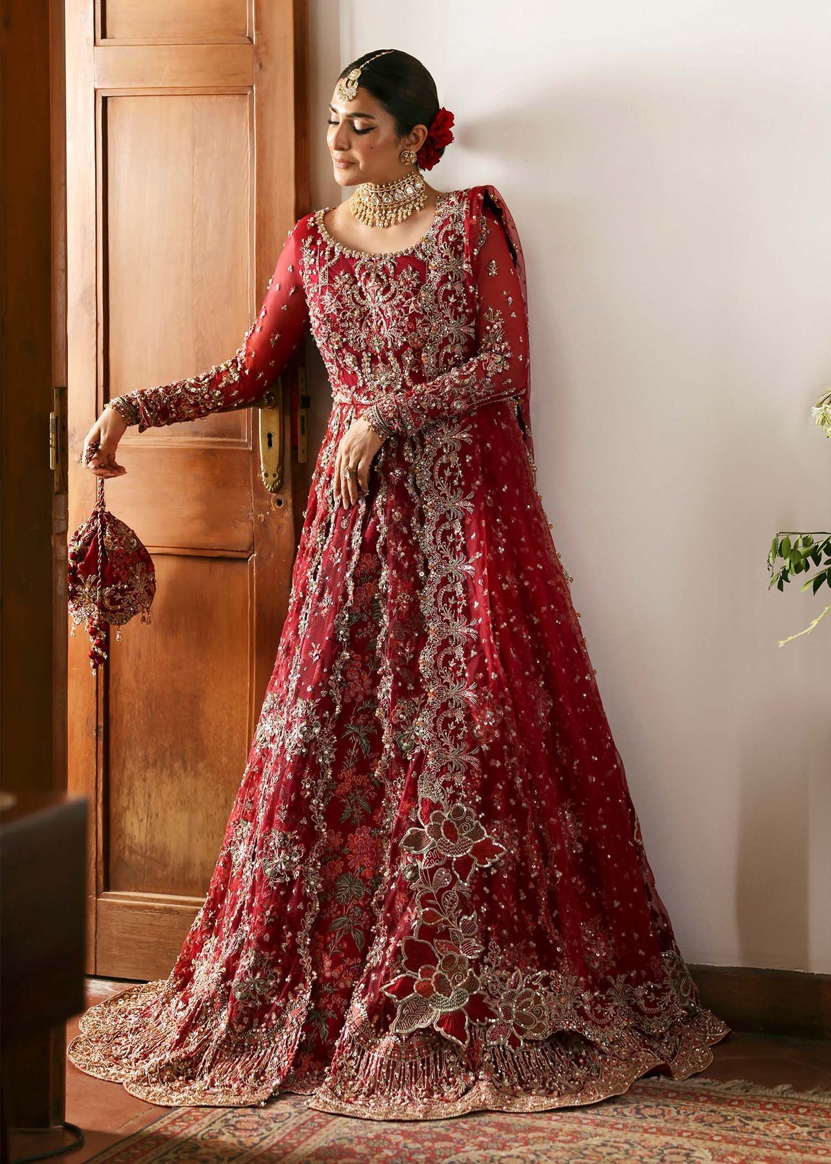 Kanwal Malik 3 Piece Custom Stitched Suit - Red - LB30941