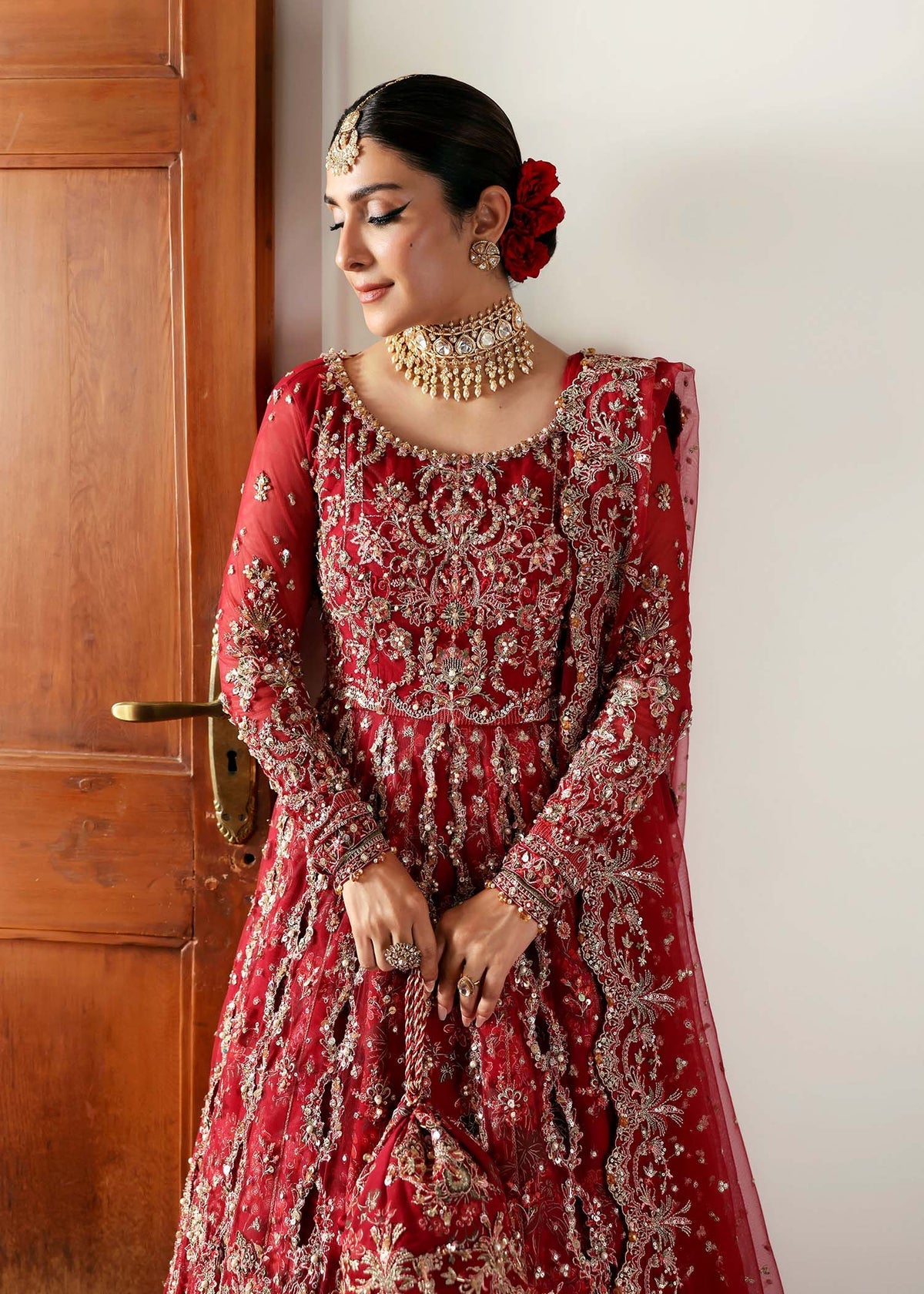 Kanwal Malik 3 Piece Custom Stitched Suit - Red - LB30941