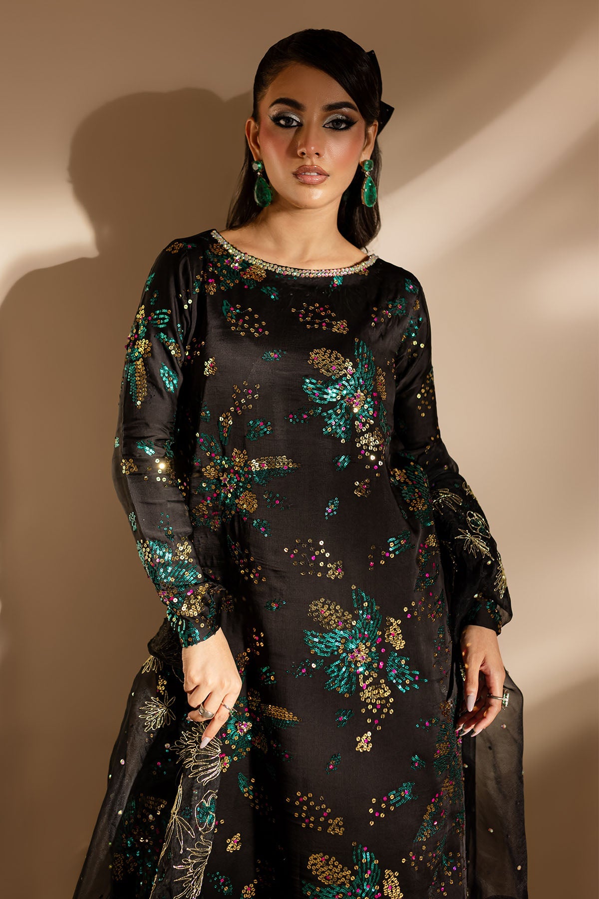 Nureh 3 Piece Pret Suit - Black - LB30044