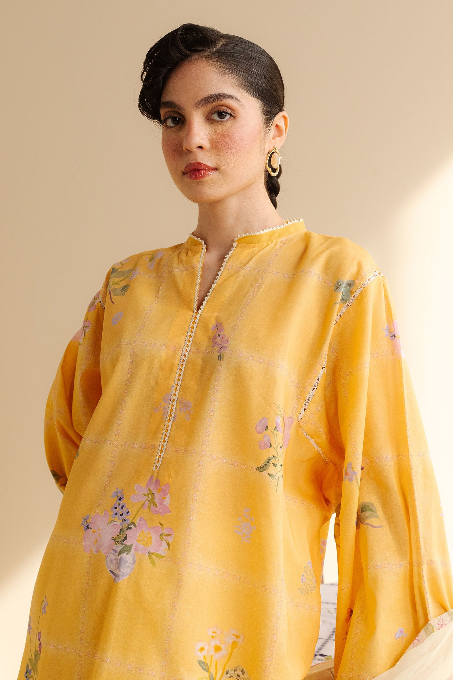 Zara Shahjahan 3 Piece Custom Stitched Suit - Yellow - LB30259