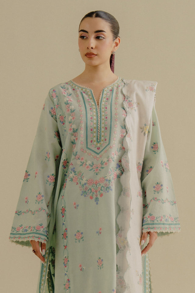 Zara Shahjahan 3 Piece Custom Stitched Suit - Green - LB30231