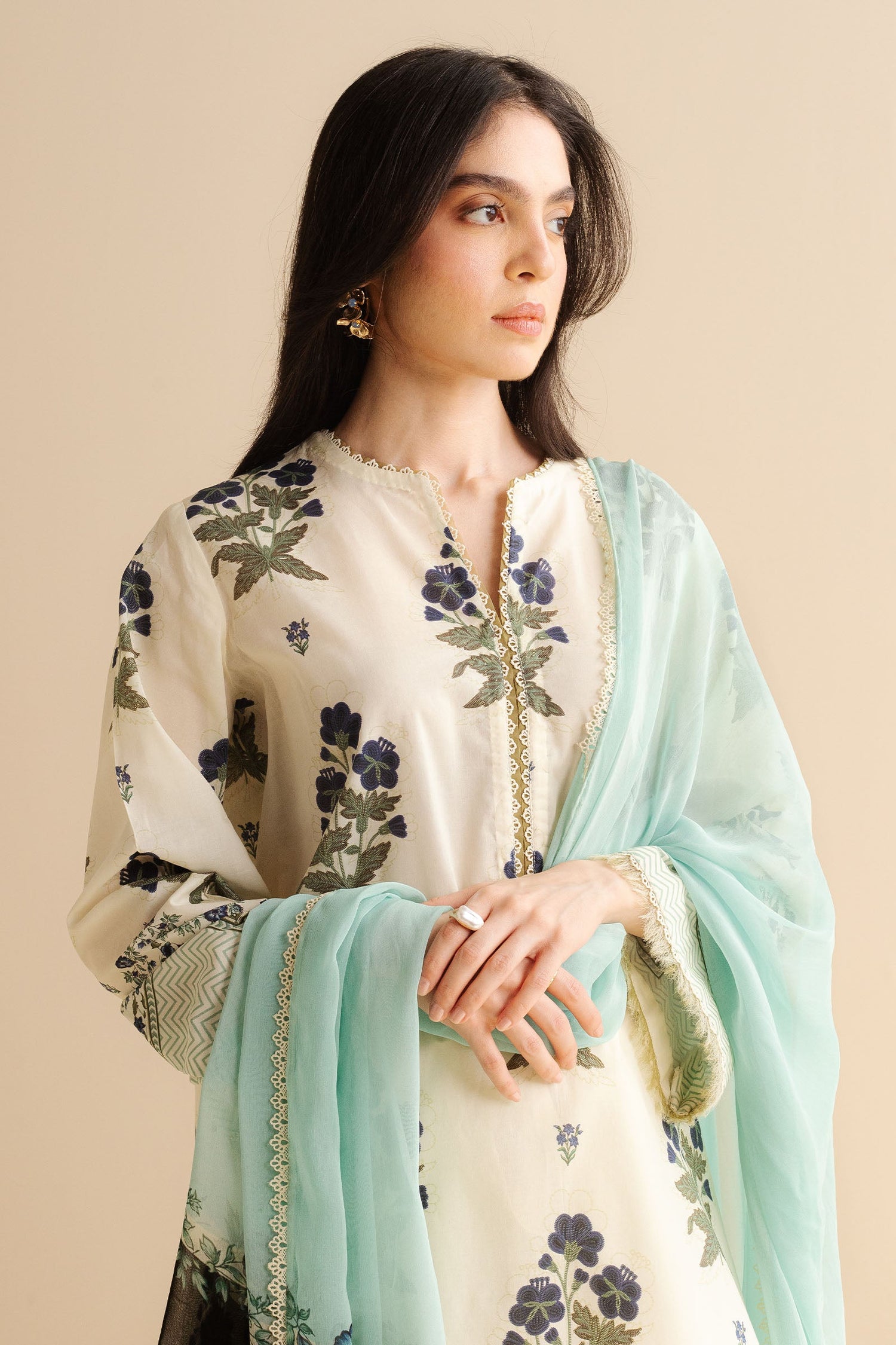 Zara Shahjahan 3 Piece Custom Stitched Suit - Off-White - LB30256