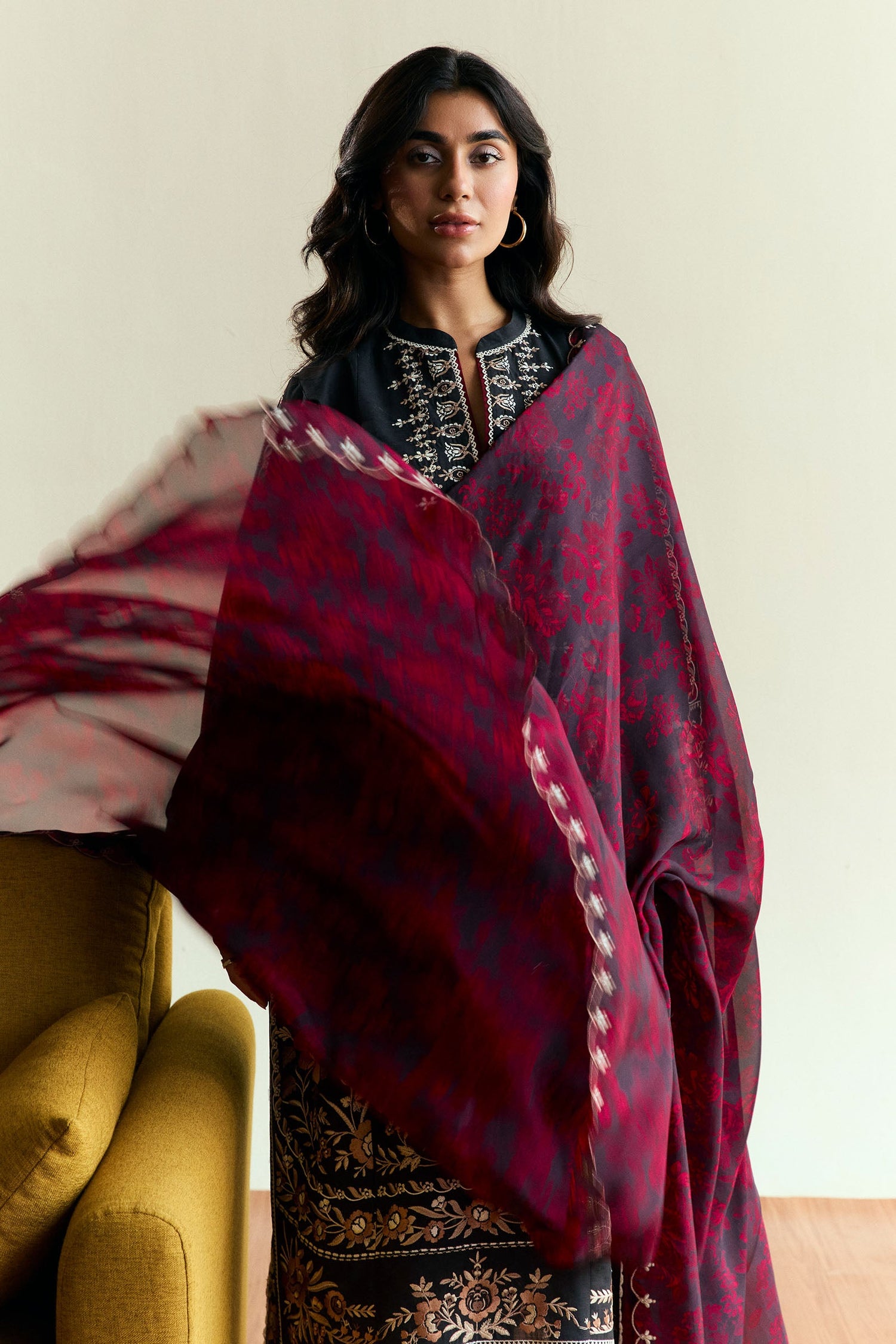 Zara Shahjahan 3 Piece Custom Stitched Suit - Black - LB30409