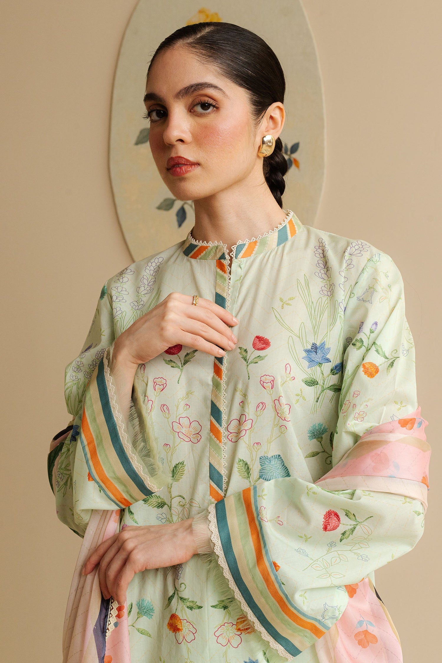 Zara Shahjahan 3 Piece Custom Stitched Suit - Green - LB30267