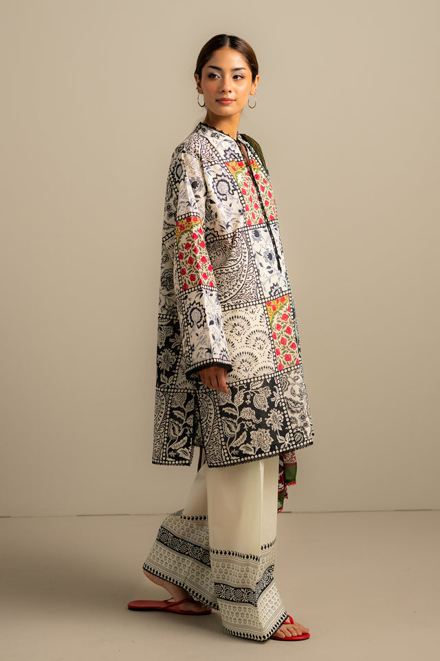Zara Shahjahan 3 Piece Custom Stitched Suit - Off White - LB30590