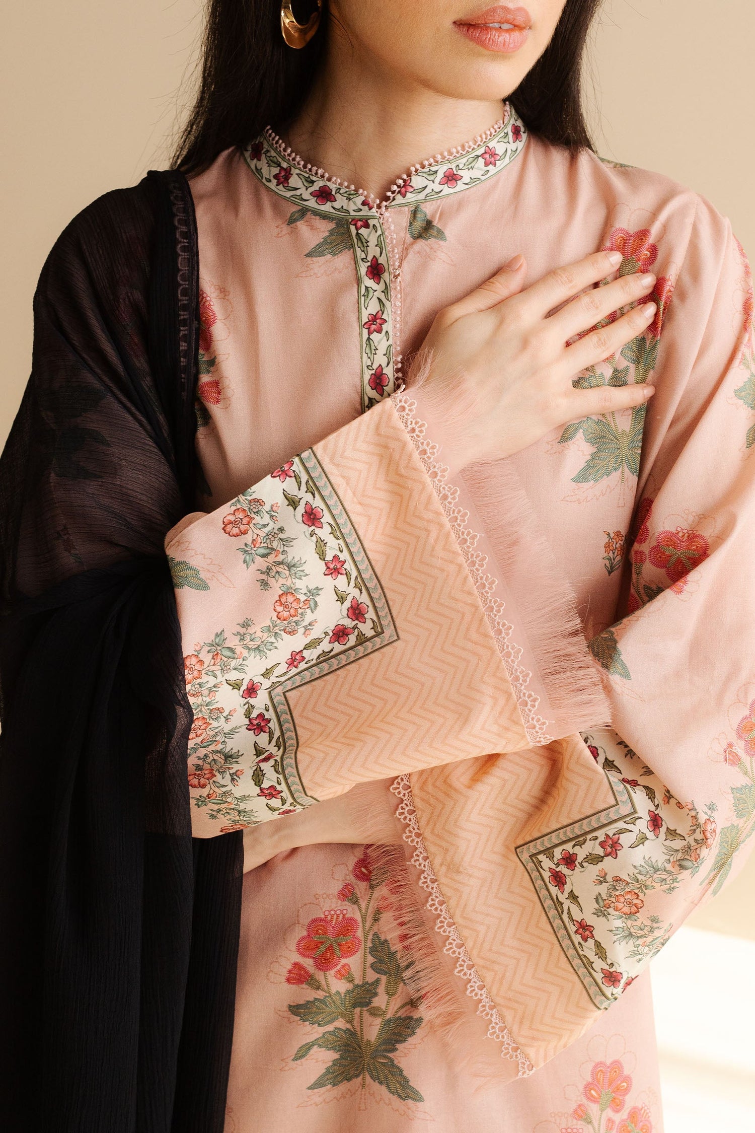 Zara Shahjahan 3 Piece Custom Stitched Suit - Pink - LB30257