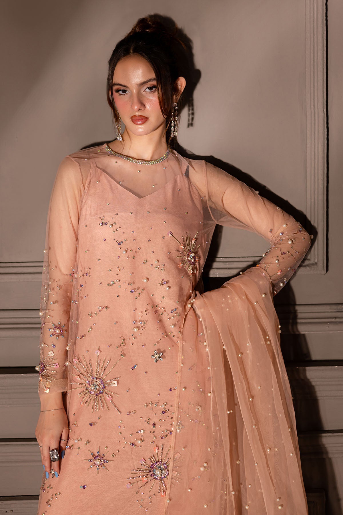 Nureh 3 Piece Pret Suit - Pink - LB30043