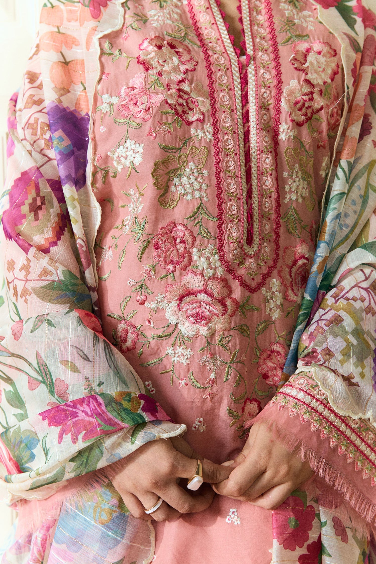 Zara Shahjahan 3 Piece Custom Stitched Suit - Pink - LB30413