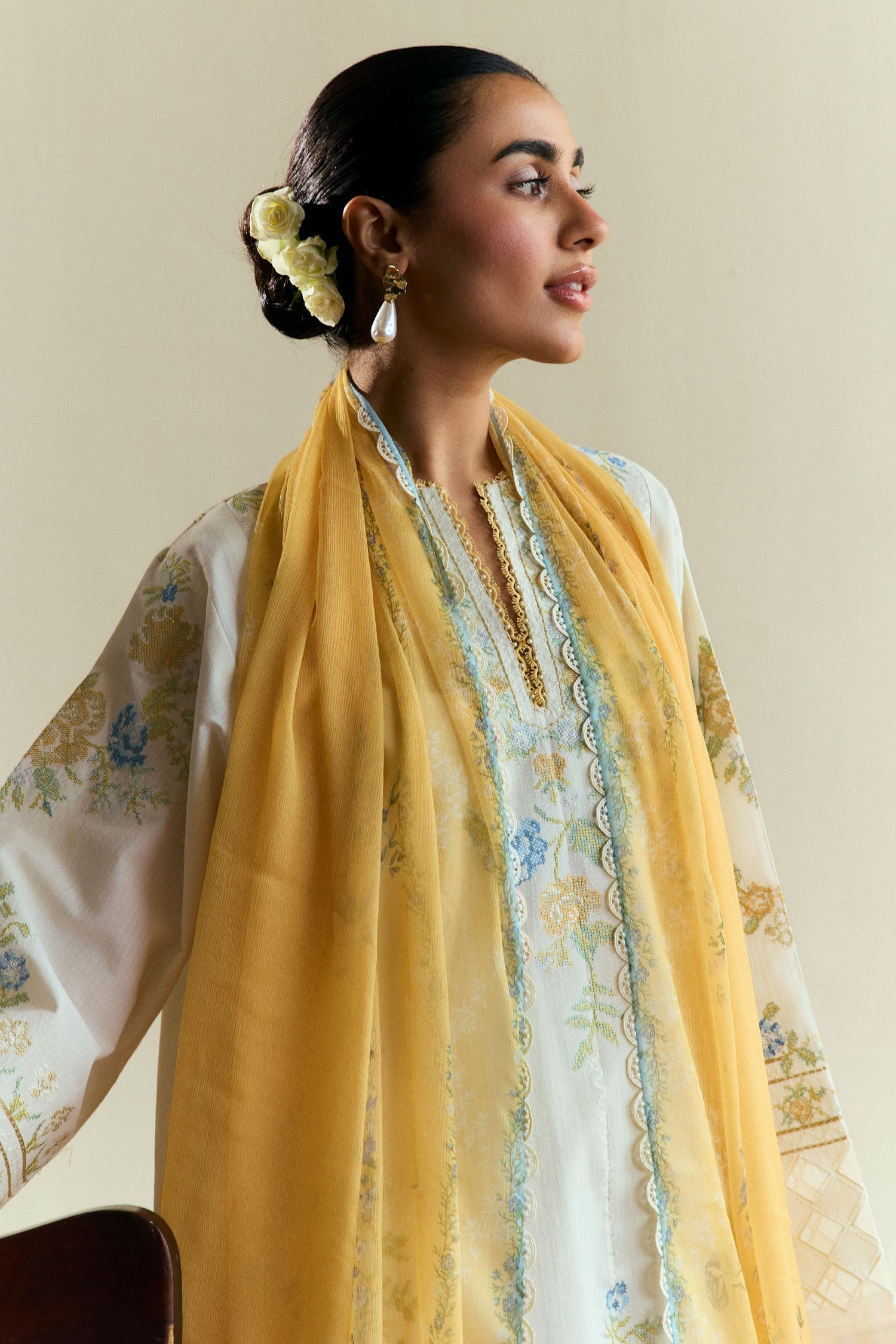 Zara Shahjahan 3 Piece Custom Stitched Suit - Off-White - LB30410