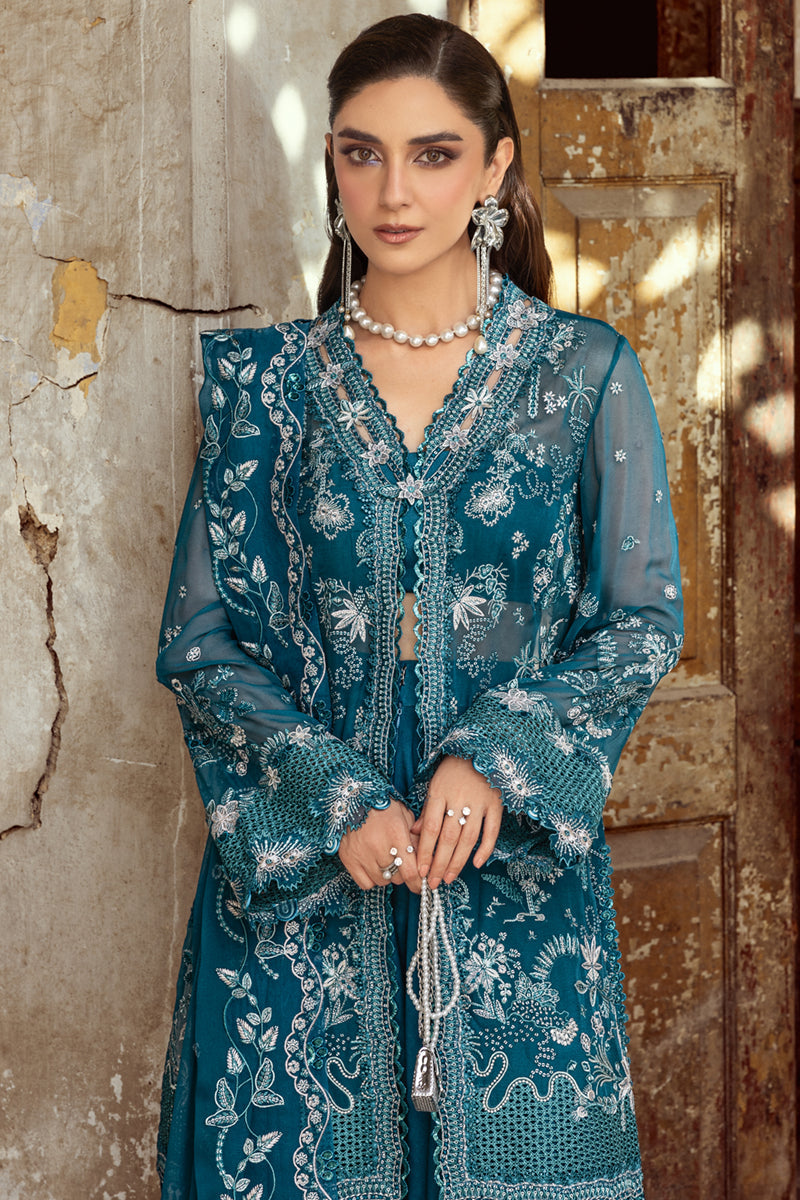 Qalamkar 3 Piece Custom Stitched Suit - Blue - LB30930